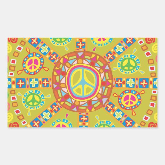 Peace Symbols Design Rechteckiger Aufkleber (Vorderseite)