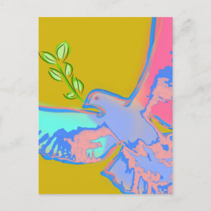 Peace Taube Pop Art in Ockergelb Postkarte