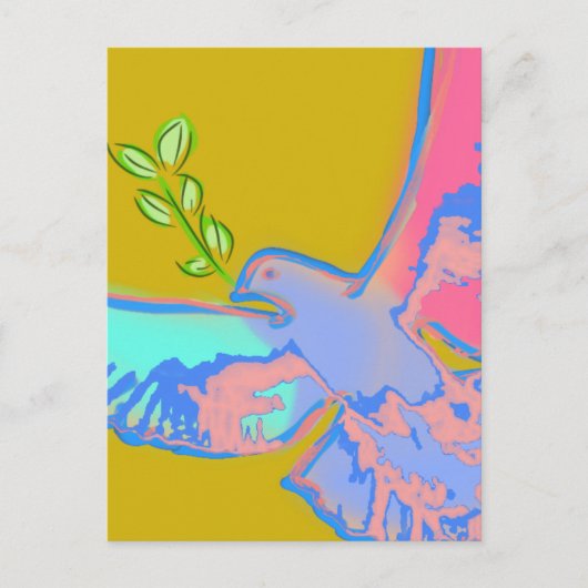 Peace Taube Pop Art in Ockergelb Postkarte (Vorderseite)