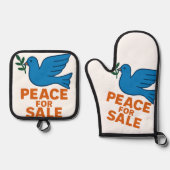 Peace themed apron ofenhandschuh & Topflappen-Set (Vorderseite)