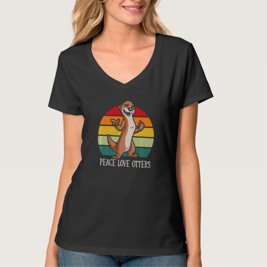 Peace Then Love Otters Positivity Otter Positive T-Shirt (Vorderseite)