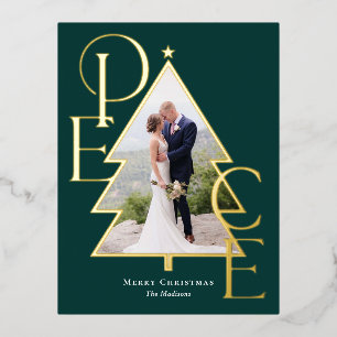 Peace Tree REAL FOIL Holiday Foto Karte