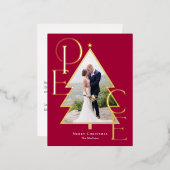 Peace Tree REAL FOIL Holiday Foto Karte (Vorderseite/Rückseite)