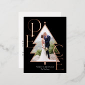 Peace Tree REAL FOIL Holiday Foto Karte (Vorderseite/Rückseite)