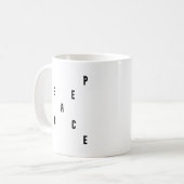Peace Typography Kaffeetasse (Vorderseite Links)