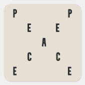 Peace Typography Quadratischer Aufkleber (Vorderseite)