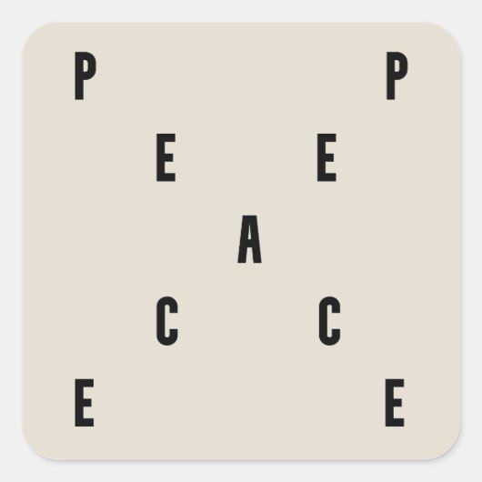 Peace Typography Quadratischer Aufkleber (Vorderseite)