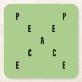 Peace Typography Rechteckiger Pappuntersetzer