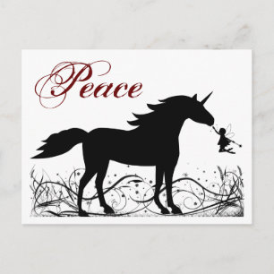 Peace Unicorn und Fairy Winter Holiday Gruß Feiertagspostkarte