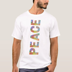 Peace Vertikal Colority Text Design T-Shirt