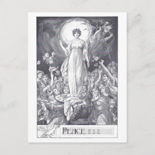 Peace Vintag Illustration Holiday Postcard Feiertagspostkarte