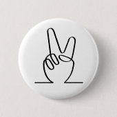 Peace vrede symbol. V vingers voor vrijheid.  Button (Vorderseite)