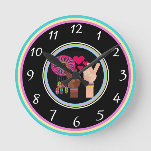 Peace Wall Clock Runde Wanduhr (Vorderseite)