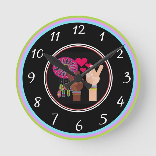 Peace Wall Clock Runde Wanduhr (Vorderseite)