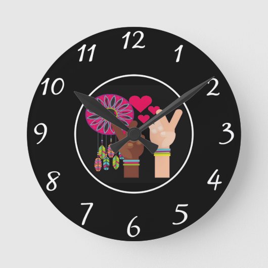Peace Wall Clock Runde Wanduhr (Vorderseite)