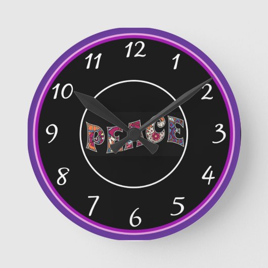 Peace Wall Clock Runde Wanduhr (Vorderseite)