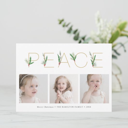 Peace Watercolor Frühjahr Weihnachten Drei Foto (Stehend Vorderseite)