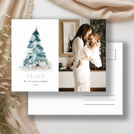 Peace Watercolor Pine Christmas Tree Gift Foto Feiertagspostkarte