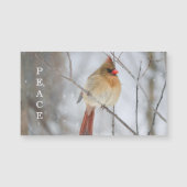 Peace Winter Cardinal Photo Magnet Card (Vorderseite)
