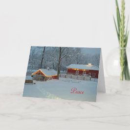Peace Winter Farm Scene Weihnachtskarte Feiertagskarte