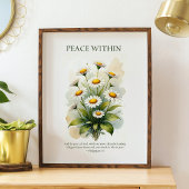 Peace within, floral daisy Christian wall art Poster
