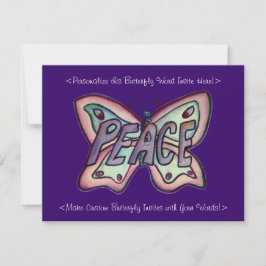 Peace Word Art Butterfly Wings Custom Einladungen