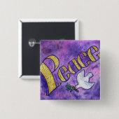 Peace Word Art Button Button Pendant (Platz) (Vorne & Hinten)