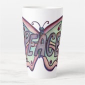 Peace Word Art Lila Butterfly Wing Cup Latte Tasse (Vorderseite)