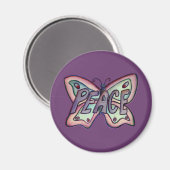 Peace Word Art Lila Butterfly Wing Kühlschrankmagn Magnet (Vorderseite/Rückseite)