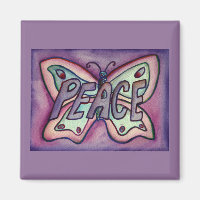 Peace Word Art Lila Butterfly Wing Kühlschrankmagn