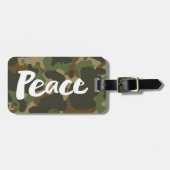 PEACE Word Green Brown Khaki Nature Camouflage Gepäckanhänger (Vorderseite horizontal)