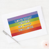Peace Word Letters - Flag auf Rainbow Background Rechteckiger Aufkleber (Umschlag)