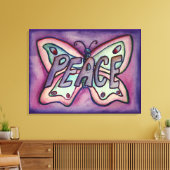 Peace Word Lila Butterfly Leinwand Malerei (Insitu (Wohnzimmer))