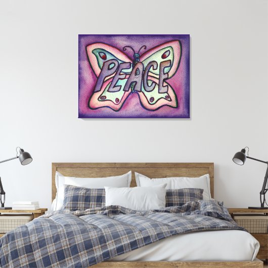 Peace Word Lila Butterfly Leinwand Malerei (Insitu (Schlafzimmer))