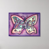Peace Word Lila Butterfly Leinwand Malerei (Vorderseite)