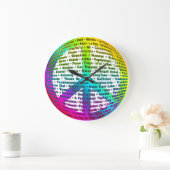 PEACE WORLD SPRACHE farbig Große Wanduhr (Zuhause)