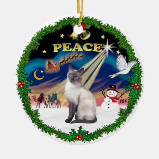 Peace Wreath - Blue Point Siamese Keramikornament (Vorne)