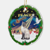 Peace Wreath - Blue Point Siamese Keramikornament (Links)