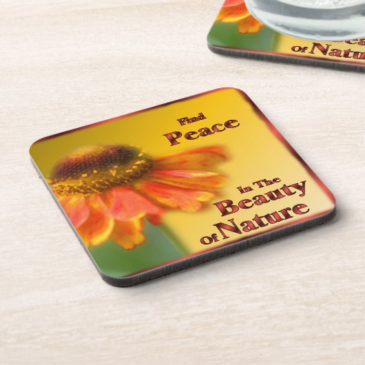 Peace Zinnia Blume Inspiration Untersetzer Set (Linke Seite)
