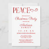 Peace Zitat White Red Foil Einfache Weihnachten Einladung (Vorderseite)