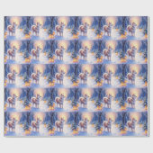 Peaceful Akita on Snow Lantern Path Christmas Dog Geschenkpapier (Flach)