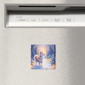 Peaceful Akita on Snow Lantern Path Christmas Dog Magnet (In Situ (Geschirrspüler))