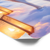 Peaceful Akita on Snow Lantern Path Christmas Dog  Poster (Ecke)