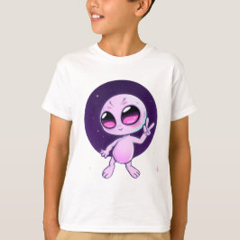 Peaceful Alien – Cute Cosmic Vibes in Pastel T-Shirt