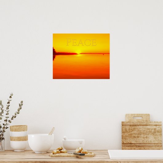 Peaceful Amber Sunset over Water Poster (Küche)