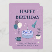 Peaceful Birthday Card with Night Sky and Moon Einladung (Vorne/Hinten)