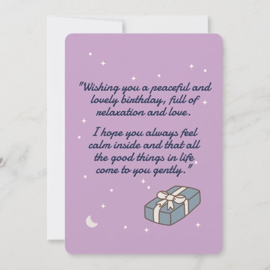 Peaceful Birthday Card with Night Sky and Moon Einladung (Rückseite)