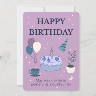 Peaceful Birthday Card with Night Sky and Moon Einladung