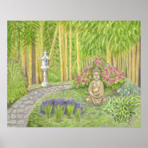 Peaceful Buddha Garden art print Poster