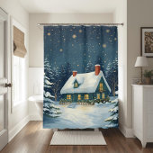Peaceful Cabin Christmas Shower Curtain Duschvorhang